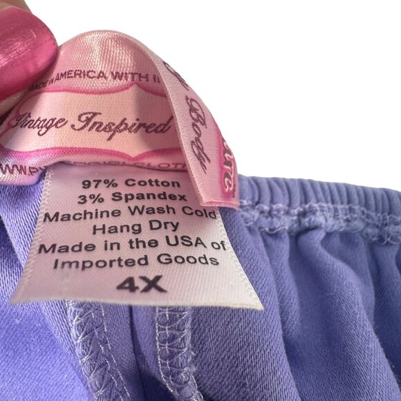 Pinup Couture Light  Purple Short-Sleeve Peasant Top 4X Rockabilly - Picture 6 of 6